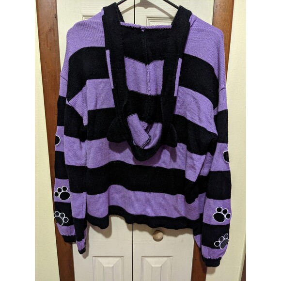 Kiki's Delivery Service Women Purple Black Zipper Jiji Cat Hoodie Jacket Large - Picture 8 of 10